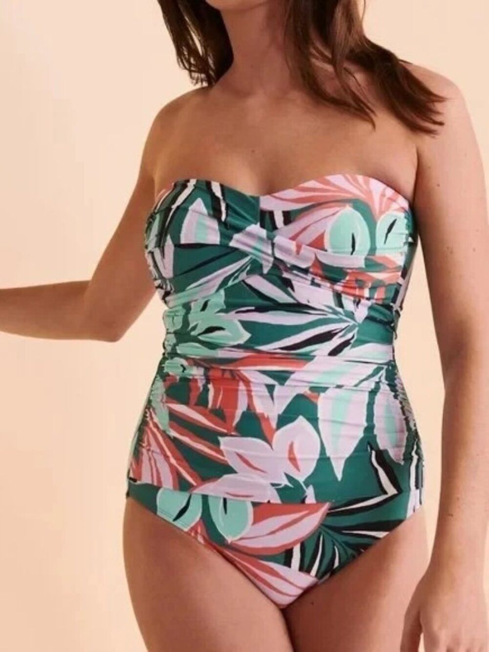 Anne Cole Women's Zesty Tropical Twist-Front One-Piece Swimsuit UPF50 - XL - NWT